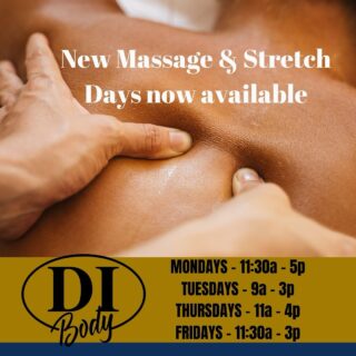 ✨ Exciting News for Our DI Body Family! ✨

We’ve added new days and hours for massage—so now there’s no excuse not to treat yourself! 💆‍♀️💆‍♂️

📅 Updated Massage Hours:
💖 Mondays: 11:30 AM – 5 PM
💖 Tuesdays: 9 AM – 3 PM
💖 Thursdays: 11 AM – 4 PM
💖 Fridays: 11:30 AM – 3 PM

🎉 Book your session today via the link in our bio or reach out to us for availability.

🌸 Spring Specials kick off in February! 🌸 Don’t miss out on our Aromatherapy Relaxation Massage for just $110—perfect for unwinding and refreshing your mind, body, and spirit.

🕊️ Self-care starts here. Reserve your spot now!

#dibody #davisislandsmedspa #relaxingmassage #massagetherapy #relaxandunwind #aromatherapymassage #getstretched